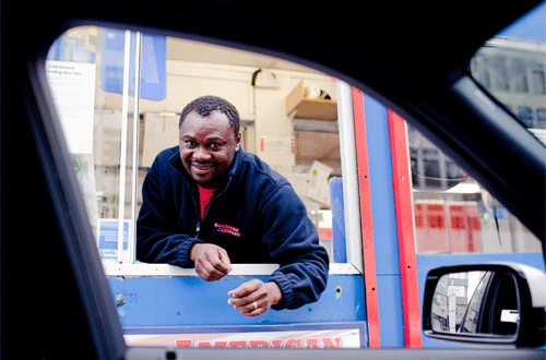 Tony the City Branch Manager welcoming a customer